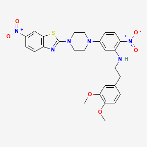 molecular formula C27H28N6O6S B11083342 N-[2-(3,4-dimethoxyphenyl)ethyl]-2-nitro-5-[4-(6-nitro-1,3-benzothiazol-2-yl)piperazin-1-yl]aniline 