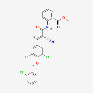 molecular formula C25H17Cl3N2O4 B11083411 methyl 2-{[(2E)-2-cyano-3-{3,5-dichloro-4-[(2-chlorobenzyl)oxy]phenyl}prop-2-enoyl]amino}benzoate 