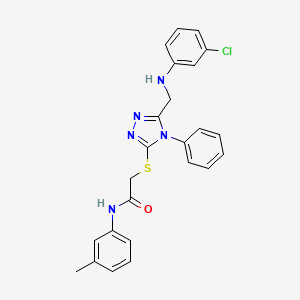 molecular formula C24H22ClN5OS B11083417 2-((5-(((3-Chlorophenyl)amino)methyl)-4-phenyl-4H-1,2,4-triazol-3-yl)thio)-N-(m-tolyl)acetamide CAS No. 539809-47-7