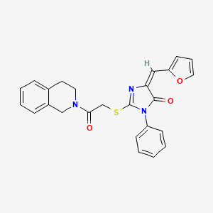 molecular formula C25H21N3O3S B11083441 (5E)-2-{[2-(3,4-dihydroisoquinolin-2(1H)-yl)-2-oxoethyl]sulfanyl}-5-(furan-2-ylmethylidene)-3-phenyl-3,5-dihydro-4H-imidazol-4-one 