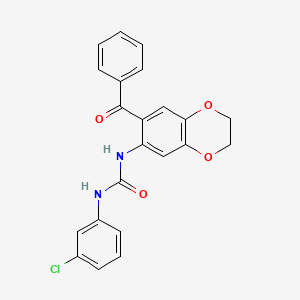 molecular formula C22H17ClN2O4 B11083456 1-(3-Chlorophenyl)-3-[7-(phenylcarbonyl)-2,3-dihydro-1,4-benzodioxin-6-yl]urea 