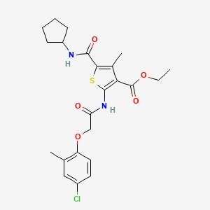 molecular formula C23H27ClN2O5S B11083471 Ethyl 2-{[(4-chloro-2-methylphenoxy)acetyl]amino}-5-(cyclopentylcarbamoyl)-4-methylthiophene-3-carboxylate 