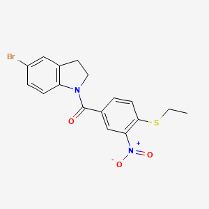 (5-bromo-2,3-dihydro-1H-indol-1-yl)[4-(ethylsulfanyl)-3-nitrophenyl]methanone