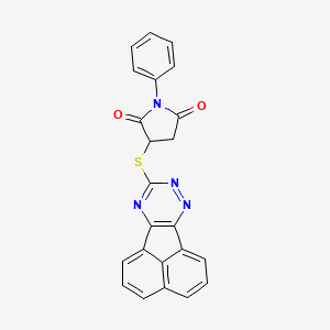 molecular formula C23H14N4O2S B11083486 3-(Acenaphtho[1,2-e][1,2,4]triazin-9-ylsulfanyl)-1-phenylpyrrolidine-2,5-dione 