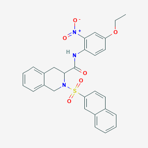 molecular formula C28H25N3O6S B11083549 N-(4-ethoxy-2-nitrophenyl)-2-(naphthalen-2-ylsulfonyl)-1,2,3,4-tetrahydroisoquinoline-3-carboxamide 