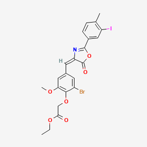 ethyl (2-bromo-4-{(E)-[2-(3-iodo-4-methylphenyl)-5-oxo-1,3-oxazol-4(5H)-ylidene]methyl}-6-methoxyphenoxy)acetate