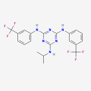 molecular formula C20H18F6N6 B11083585 N~2~-(propan-2-yl)-N~4~,N~6~-bis[3-(trifluoromethyl)phenyl]-1,3,5-triazine-2,4,6-triamine 