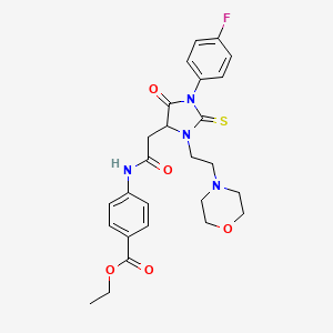 molecular formula C26H29FN4O5S B11083622 Ethyl 4-[({1-(4-fluorophenyl)-3-[2-(morpholin-4-yl)ethyl]-5-oxo-2-thioxoimidazolidin-4-yl}acetyl)amino]benzoate 