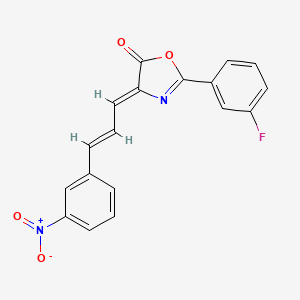 molecular formula C18H11FN2O4 B11083637 (4Z)-2-(3-fluorophenyl)-4-[(2E)-3-(3-nitrophenyl)prop-2-en-1-ylidene]-1,3-oxazol-5(4H)-one 