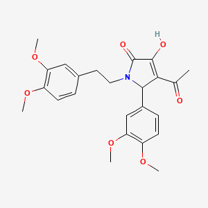 molecular formula C24H27NO7 B11083647 4-acetyl-5-(3,4-dimethoxyphenyl)-1-[2-(3,4-dimethoxyphenyl)ethyl]-3-hydroxy-1,5-dihydro-2H-pyrrol-2-one 