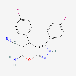 6-Amino-3,4-bis(4-fluorophenyl)-1,4-dihydropyrano[2,3-c]pyrazole-5-carbonitrile