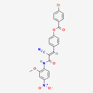 molecular formula C24H16BrN3O6 B11083719 4-{(1E)-2-cyano-3-[(2-methoxy-4-nitrophenyl)amino]-3-oxoprop-1-en-1-yl}phenyl 4-bromobenzoate 