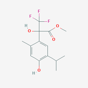 molecular formula C14H17F3O4 B11083726 Methyl 3,3,3-trifluoro-2-hydroxy-2-[4-hydroxy-2-methyl-5-(propan-2-yl)phenyl]propanoate 