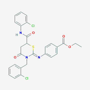 molecular formula C27H23Cl2N3O4S B11083744 ethyl 4-({(2Z)-3-(2-chlorobenzyl)-6-[(2-chlorophenyl)carbamoyl]-4-oxo-1,3-thiazinan-2-ylidene}amino)benzoate 