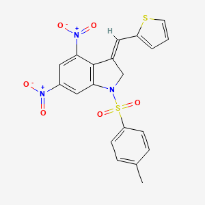 (3Z)-1-[(4-methylphenyl)sulfonyl]-4,6-dinitro-3-(thiophen-2-ylmethylidene)-2,3-dihydro-1H-indole