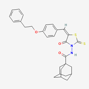 molecular formula C29H30N2O3S2 B11083796 N-{(5E)-4-Oxo-5-[4-(2-phenylethoxy)benzylidene]-2-thioxo-1,3-thiazolidin-3-YL}adamantane-1-carboxamide 