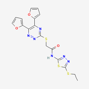 2-{[5,6-di(furan-2-yl)-1,2,4-triazin-3-yl]sulfanyl}-N-[5-(ethylsulfanyl)-1,3,4-thiadiazol-2-yl]acetamide