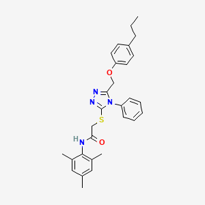 molecular formula C29H32N4O2S B11083806 N-Mesityl-2-((4-phenyl-5-((4-propylphenoxy)methyl)-4H-1,2,4-triazol-3-yl)thio)acetamide CAS No. 539808-41-8