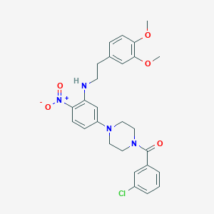 molecular formula C27H29ClN4O5 B11083809 (3-Chlorophenyl)[4-(3-{[2-(3,4-dimethoxyphenyl)ethyl]amino}-4-nitrophenyl)piperazin-1-yl]methanone 