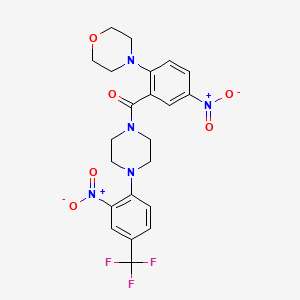 molecular formula C22H22F3N5O6 B11083850 [2-(Morpholin-4-yl)-5-nitrophenyl]{4-[2-nitro-4-(trifluoromethyl)phenyl]piperazin-1-yl}methanone 