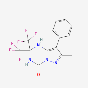 molecular formula C14H10F6N4O B11083854 7-methyl-8-phenyl-2,2-bis(trifluoromethyl)-2,3-dihydropyrazolo[1,5-a][1,3,5]triazin-4(1H)-one 