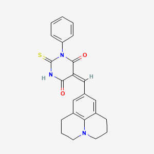 molecular formula C23H21N3O2S B11083889 (5E)-1-phenyl-5-(2,3,6,7-tetrahydro-1H,5H-pyrido[3,2,1-ij]quinolin-9-ylmethylidene)-2-thioxodihydropyrimidine-4,6(1H,5H)-dione 