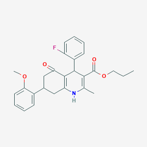 Propyl 4-(2-fluorophenyl)-7-(2-methoxyphenyl)-2-methyl-5-oxo-1,4,5,6,7,8-hexahydroquinoline-3-carboxylate