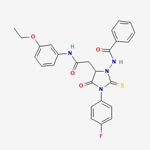 N-[5-{2-[(3-ethoxyphenyl)amino]-2-oxoethyl}-3-(4-fluorophenyl)-4-oxo-2-thioxoimidazolidin-1-yl]benzamide