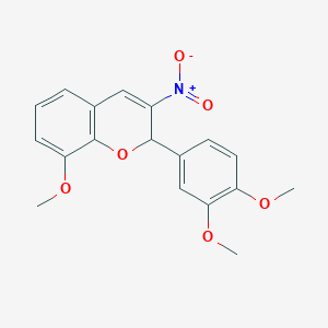 molecular formula C18H17NO6 B11084057 2-(3,4-dimethoxyphenyl)-8-methoxy-3-nitro-2H-chromene 