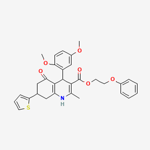 molecular formula C31H31NO6S B11084062 2-Phenoxyethyl 4-(2,5-dimethoxyphenyl)-2-methyl-5-oxo-7-(thiophen-2-yl)-1,4,5,6,7,8-hexahydroquinoline-3-carboxylate 