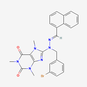 molecular formula C26H23BrN6O2 B11084085 8-[(2E)-1-(3-bromobenzyl)-2-(naphthalen-1-ylmethylidene)hydrazinyl]-1,3,7-trimethyl-3,7-dihydro-1H-purine-2,6-dione 