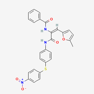 molecular formula C27H21N3O5S B11084092 N-[(1E)-1-(5-methylfuran-2-yl)-3-({4-[(4-nitrophenyl)sulfanyl]phenyl}amino)-3-oxoprop-1-en-2-yl]benzamide 