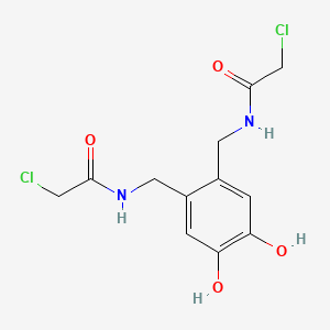 molecular formula C12H14Cl2N2O4 B11084168 N,N'-[(4,5-Dihydroxy-1,2-phenylene)bis(methylene)]bis(2-chloroacetamide) 