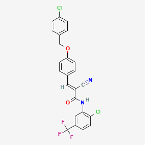 molecular formula C24H15Cl2F3N2O2 B11084186 (2E)-3-{4-[(4-chlorobenzyl)oxy]phenyl}-N-[2-chloro-5-(trifluoromethyl)phenyl]-2-cyanoprop-2-enamide 