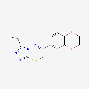 molecular formula C14H14N4O2S B11084194 6-(2,3-dihydro-1,4-benzodioxin-6-yl)-3-ethyl-7H-[1,2,4]triazolo[3,4-b][1,3,4]thiadiazine 