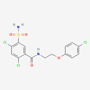 2,4-dichloro-N-[2-(4-chlorophenoxy)ethyl]-5-sulfamoylbenzamide