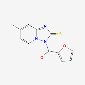 molecular formula C12H9N3O2S B11084229 Furan-2-yl-(7-methyl-2-sulfanylidene-[1,2,4]triazolo[1,5-a]pyridin-3-yl)methanone 