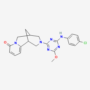 molecular formula C21H21ClN6O2 B11084234 3-{4-[(4-chlorophenyl)amino]-6-methoxy-1,3,5-triazin-2-yl}-1,2,3,4,5,6-hexahydro-8H-1,5-methanopyrido[1,2-a][1,5]diazocin-8-one 