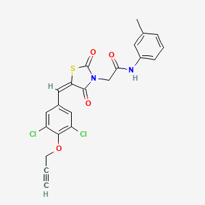 molecular formula C22H16Cl2N2O4S B11084235 2-{(5E)-5-[3,5-dichloro-4-(prop-2-yn-1-yloxy)benzylidene]-2,4-dioxo-1,3-thiazolidin-3-yl}-N-(3-methylphenyl)acetamide 