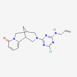 molecular formula C17H19ClN6O B11084263 3-[4-chloro-6-(prop-2-en-1-ylamino)-1,3,5-triazin-2-yl]-1,2,3,4,5,6-hexahydro-8H-1,5-methanopyrido[1,2-a][1,5]diazocin-8-one 