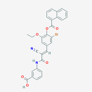 molecular formula C30H21BrN2O6 B11084265 3-{[(2E)-3-{3-bromo-5-ethoxy-4-[(naphthalen-1-ylcarbonyl)oxy]phenyl}-2-cyanoprop-2-enoyl]amino}benzoic acid 