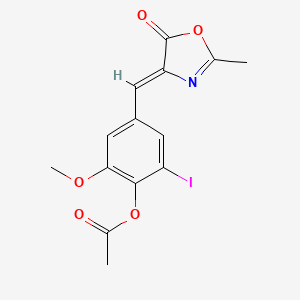 2-iodo-6-methoxy-4-[(Z)-(2-methyl-5-oxo-1,3-oxazol-4(5H)-ylidene)methyl]phenyl acetate