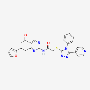 N-[7-(furan-2-yl)-5-oxo-5,6,7,8-tetrahydroquinazolin-2-yl]-2-{[4-phenyl-5-(pyridin-4-yl)-4H-1,2,4-triazol-3-yl]sulfanyl}acetamide