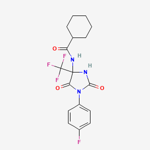 molecular formula C17H17F4N3O3 B11084316 N-[1-(4-fluorophenyl)-2,5-dioxo-4-(trifluoromethyl)imidazolidin-4-yl]cyclohexanecarboxamide 