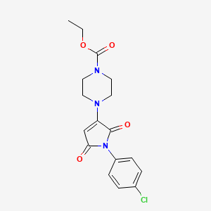 molecular formula C17H18ClN3O4 B11084335 ethyl 4-[1-(4-chlorophenyl)-2,5-dioxo-2,5-dihydro-1H-pyrrol-3-yl]piperazine-1-carboxylate 