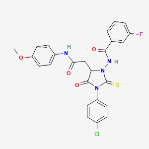 N-[3-(4-chlorophenyl)-5-{2-[(4-methoxyphenyl)amino]-2-oxoethyl}-4-oxo-2-thioxoimidazolidin-1-yl]-3-fluorobenzamide