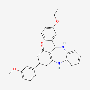 molecular formula C28H28N2O3 B11084394 11-(3-ethoxyphenyl)-3-(3-methoxyphenyl)-2,3,4,5,10,11-hexahydro-1H-dibenzo[b,e][1,4]diazepin-1-one 