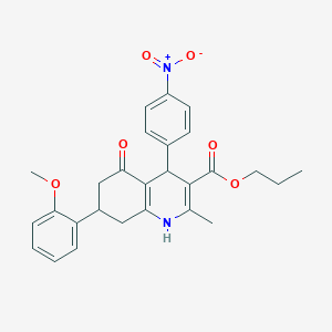 Propyl 7-(2-methoxyphenyl)-2-methyl-4-(4-nitrophenyl)-5-oxo-1,4,5,6,7,8-hexahydroquinoline-3-carboxylate