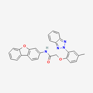 molecular formula C27H20N4O3 B11084409 2-[2-(2H-benzotriazol-2-yl)-4-methylphenoxy]-N-(dibenzo[b,d]furan-3-yl)acetamide 