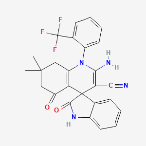 2'-amino-7',7'-dimethyl-2,5'-dioxo-1'-[2-(trifluoromethyl)phenyl]-1,2,5',6',7',8'-hexahydro-1'H-spiro[indole-3,4'-quinoline]-3'-carbonitrile